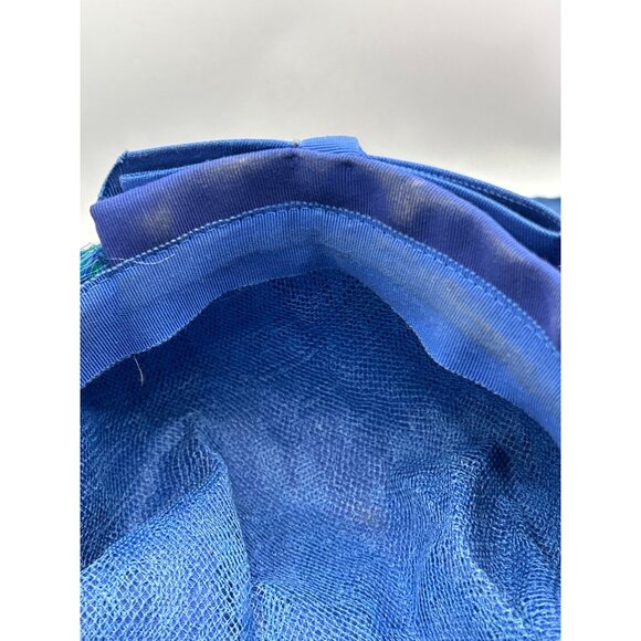 Vintage Blue & Green Feather bubble Hat Amy NY - Picture 11 of 12